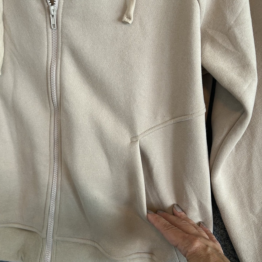 *NWT *Anrabess Women's Full-Zip Hoodie With Collar ~ Khaki~Size Large (MSRP $30) - Picture 9 of 15